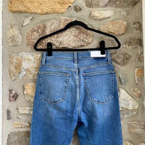 RE/DONE HIGH RISE STOVE PIPE JEAN DUSK DESTROY $265 Womens 27 - Picture 8 of 12
